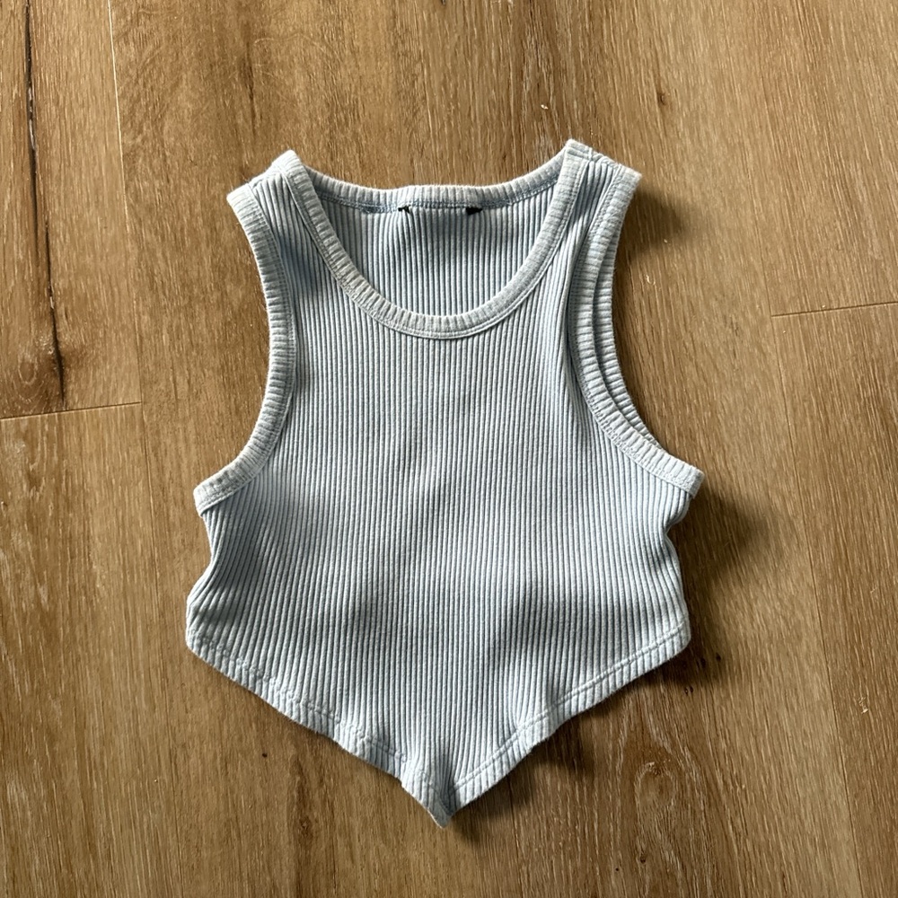 Blue V-Cross tank top